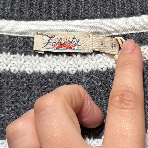 New Faherty Women Mariner Stripe Quarter Zip Sweater XL Chunky Knit Cozy Striped - Picture 4 of 13